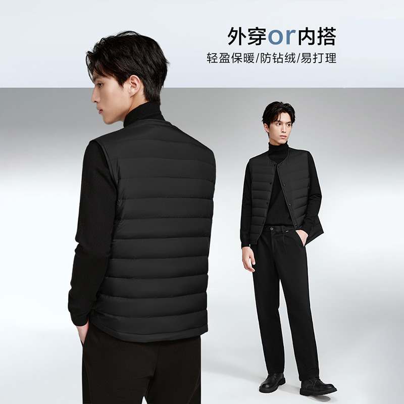 海澜之家羽绒马甲男士内穿羽绒服中老年短款内胆背心爸爸装冬马夹 - 图0