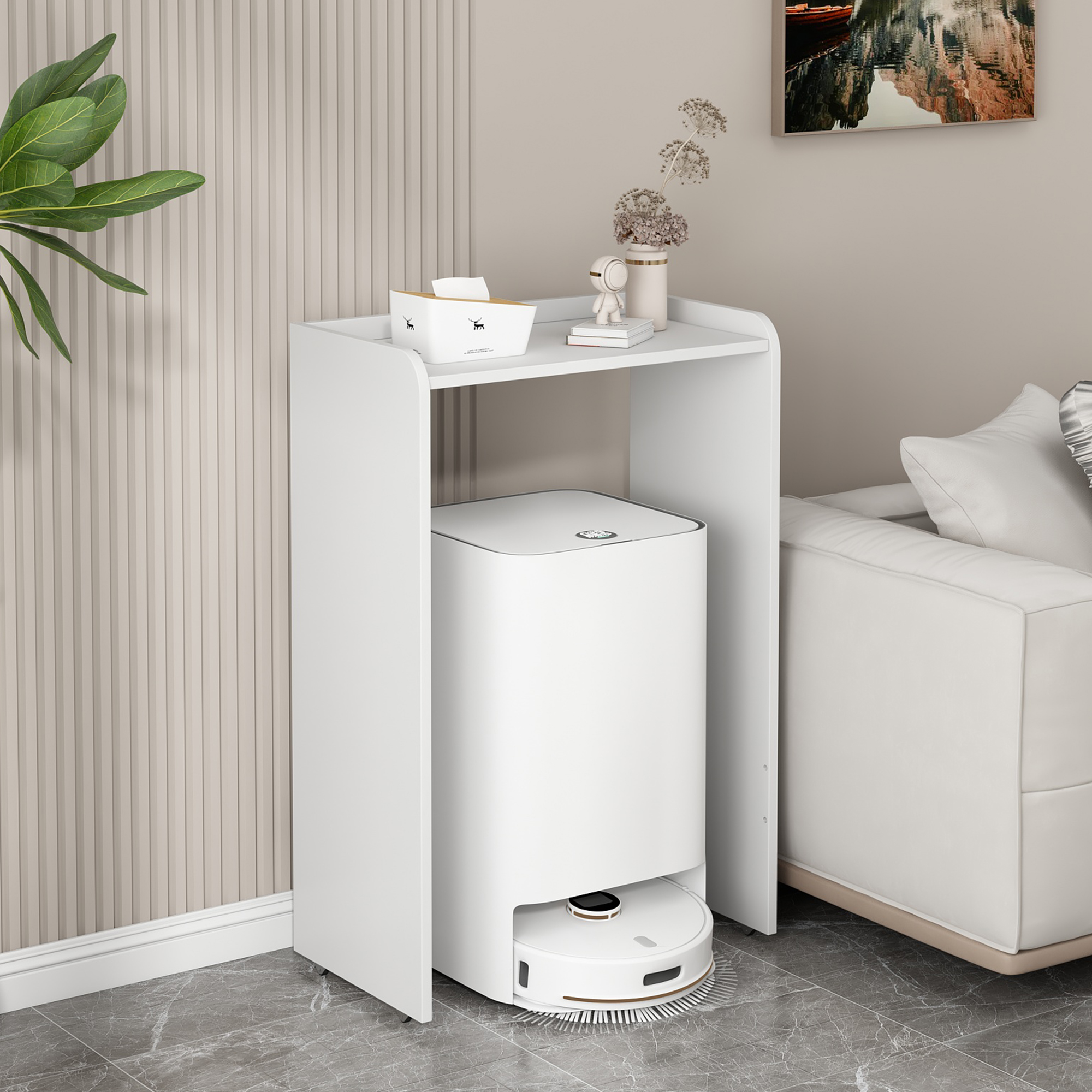 实木扫地机置物柜云鲸通用型石头扫地机架子追觅基站柜鱼缸架边几 - 图0