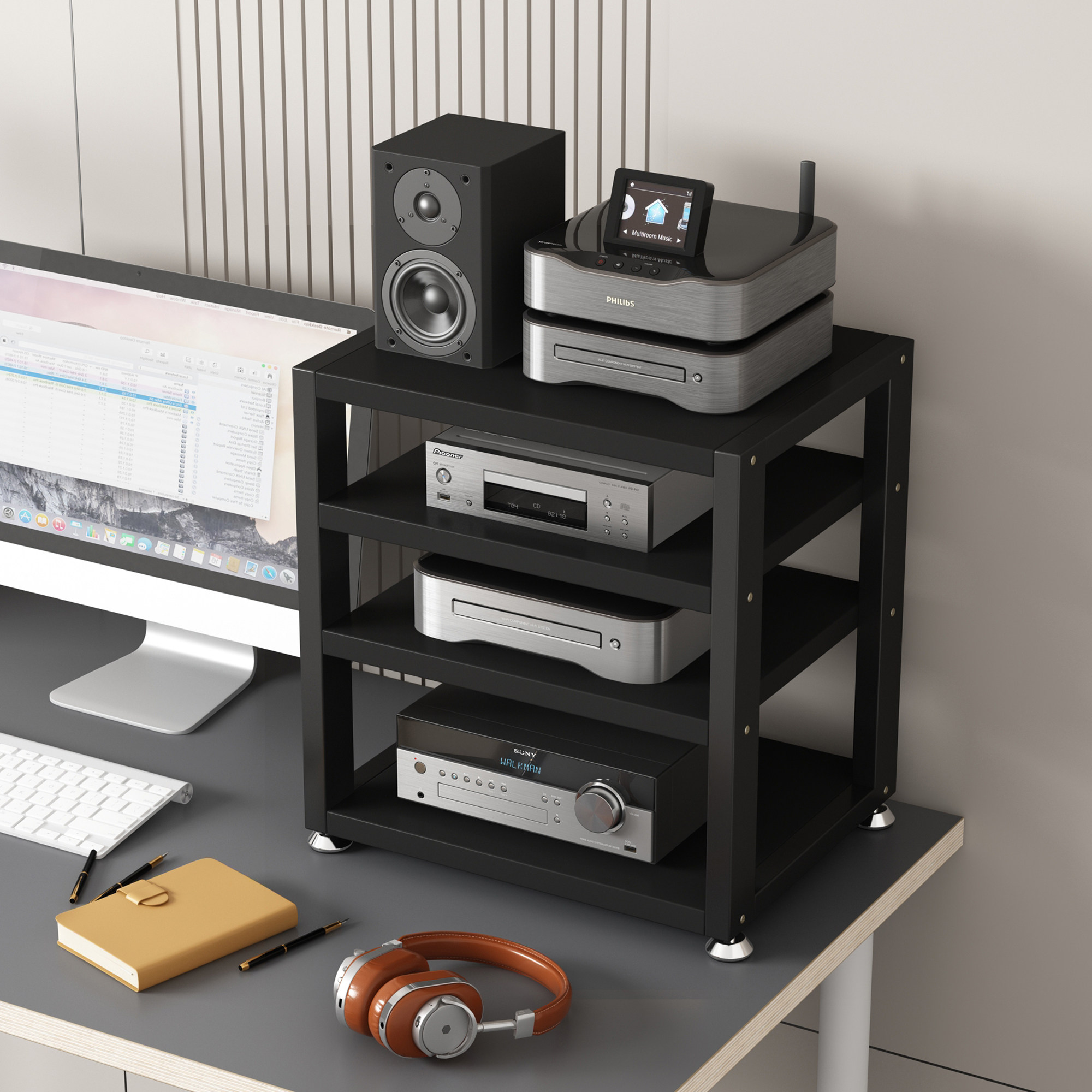 小尺寸桌面功放机架耳机放大器支架解码器CD机声卡调音台支架子,淘宝优惠券,粉丝福利购,淘宝优惠卷