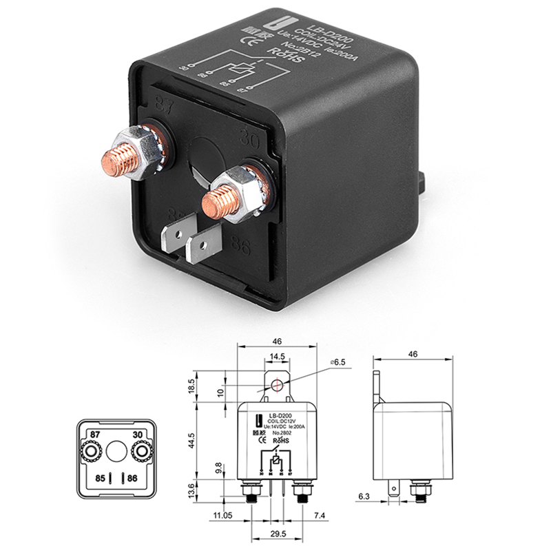 蓝波12v 24v四脚汽车继电器大电流150a180a200a车用喇叭启动大灯 - 图0