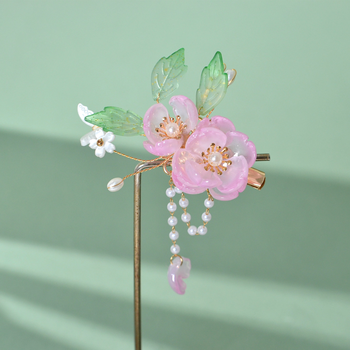 新款汉服头饰古风发饰粉色琉璃发夹儿童对夹流苏超仙跳舞古装配饰,淘宝优惠券,粉丝福利购,淘宝优惠卷