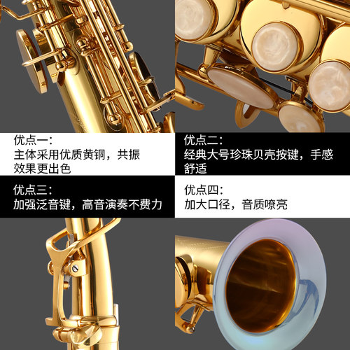 Allison乐器降B调高音萨克斯乐器入门初学者演奏一体直管萨克斯风 - 图3