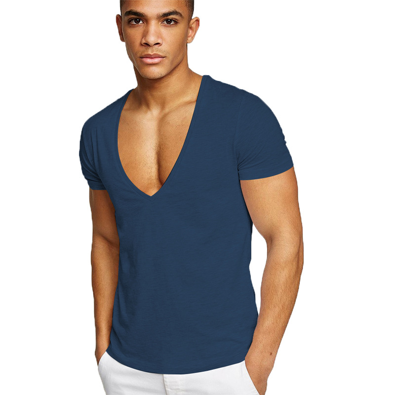 2022 Summer Fitness Sports Casual Deep V-Neck T-Shirt V领T恤 - 图2