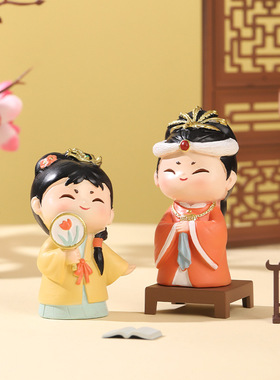 国潮红楼梦桌面摆件家居装饰品创意宝玉黛玉公仔古风手办文创礼物