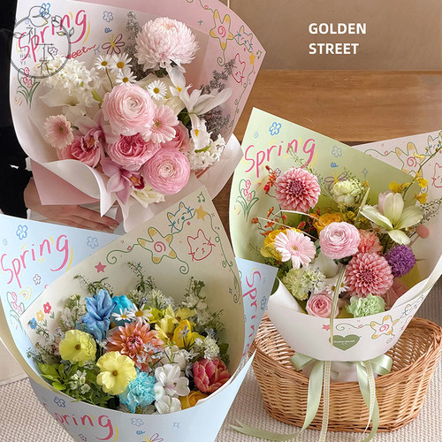 春日限定上春山花束包装纸157克加厚造型纸小花束花艺包装diy资材 - 图3