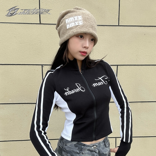 【Ti舞团】美式辣妹运动显瘦休闲爵士潮牌时尚街头设计上衣长袖 - 图0