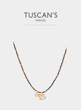 TUSCAN'S 铜合金虎眼石镀金项链女士百搭小众彩色颈链双鱼饰品
