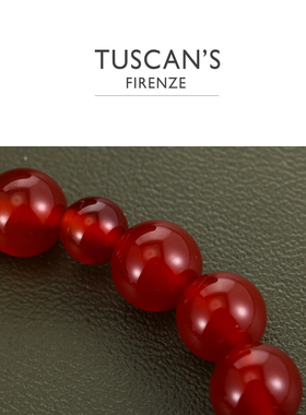 TUSCAN'S 铜合金红玛瑙手链新中式时尚复古串珠镀金手链