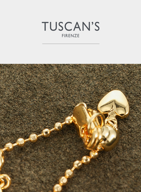 TUSCAN'S 铜合金镀金项链轻奢金色带钻复古精致百搭项链TS双鱼