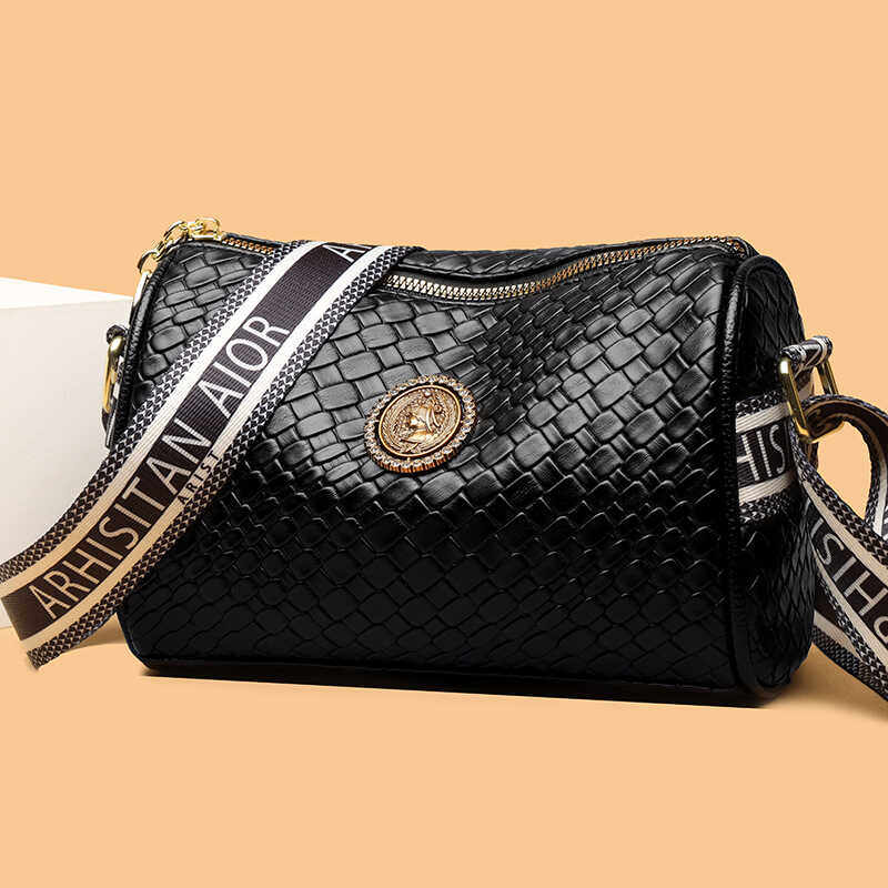 品牌专柜正品新款潮时尚软皮压花编织水桶小包女士百搭单肩斜跨包,淘宝优惠券,粉丝福利购,淘宝优惠卷