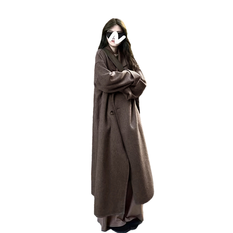 韩系高级感毛呢外套大衣秋冬季2025年新款女小个子气质中长款风衣 - 图3