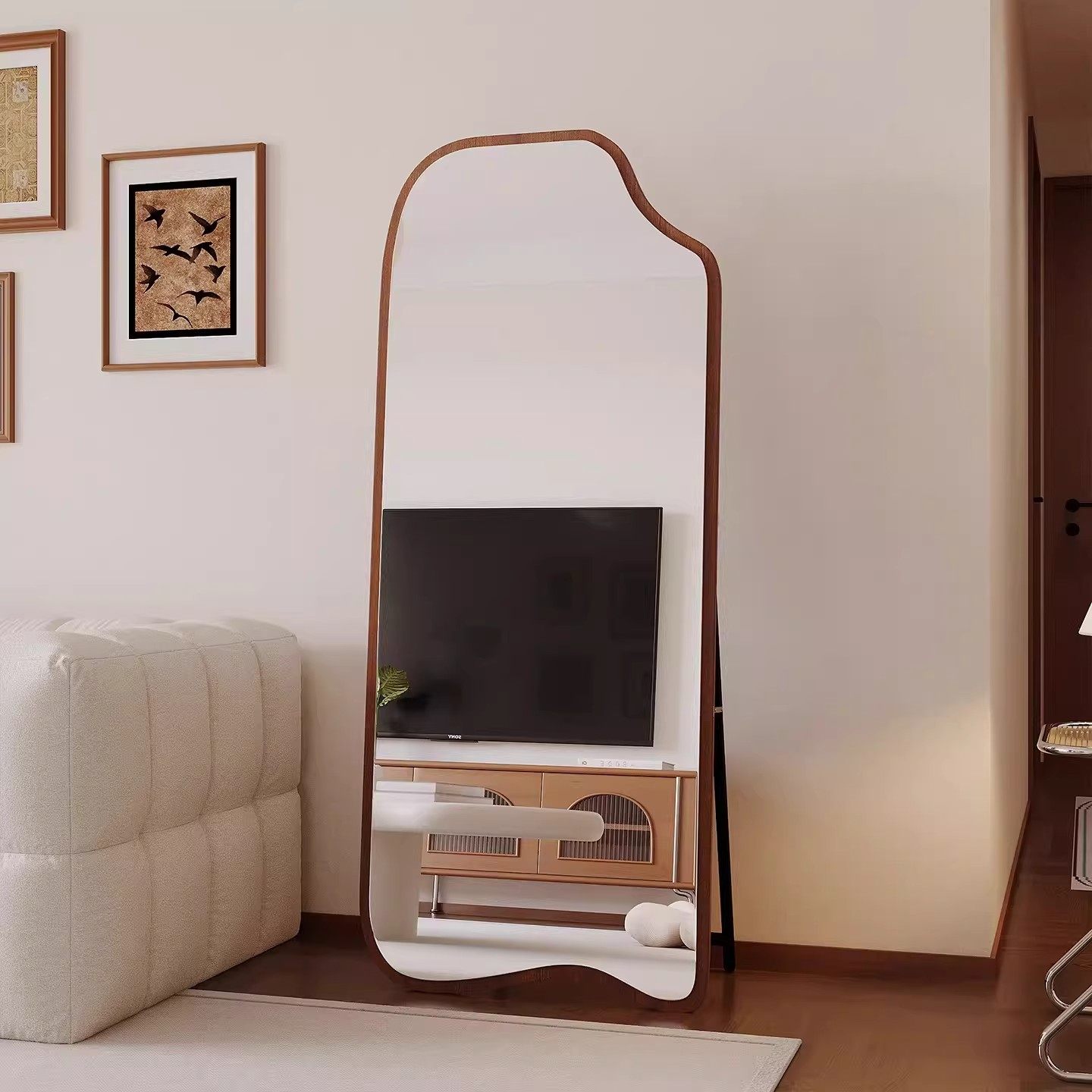 全身镜落地镜中古风穿衣镜家用壁挂式异形挂墙镜子女生卧室试衣镜,淘宝优惠券,粉丝福利购,淘宝优惠卷