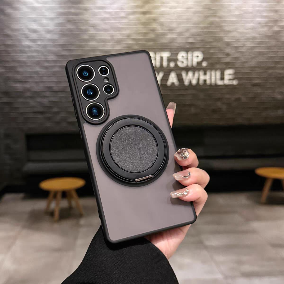 360旋转支架壳三星s25ultra手机壳适用于S25Edge新款25+磨砂24plus全包防摔24Ultra保护套s23+高级感s23u好壳 - 图0