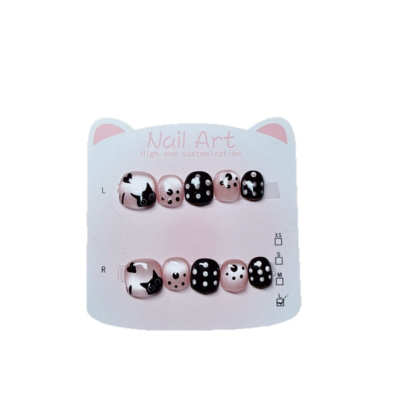 儿童穿戴甲卡通猫眼手绘猫咪纯手工学生美甲可爱贴片指甲短款,淘宝优惠券,粉丝福利购,淘宝优惠卷