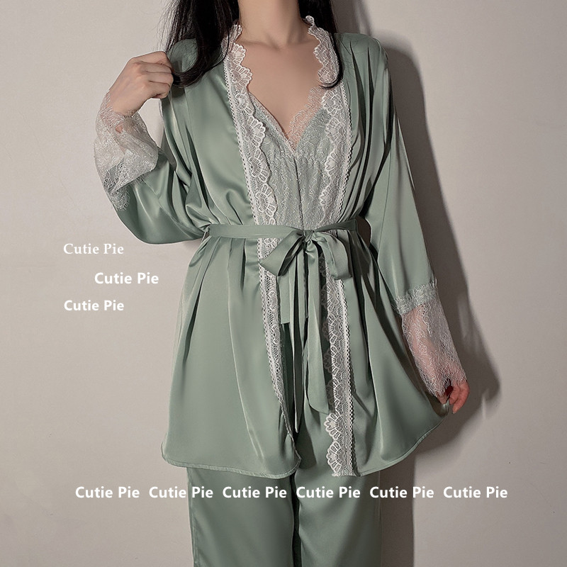 cutie：做你的猫 夏夜定制 性感深v缎面蕾丝私房睡衣女法式家居服,淘宝优惠券,粉丝福利购,淘宝优惠卷