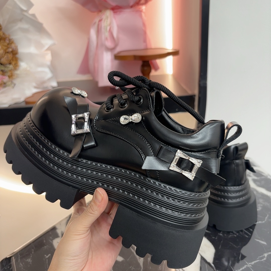 厚底增高8厘米小个子必入女鞋2026春季新品乐福鞋 - 图1