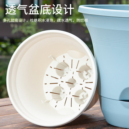 阳台加厚懒人花盆自动吸水托盘免浇水塑料客厅加仑绿萝大号清仓 - 图0