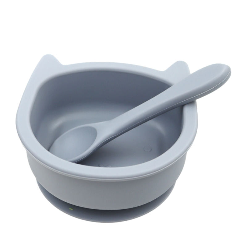 儿童餐盘安全硅胶防摔卡通猫耳朵宝宝辅食碗勺婴儿餐具套装,淘宝优惠券,粉丝福利购,淘宝优惠卷