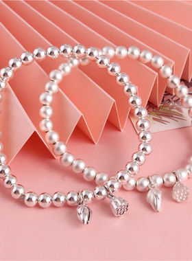 S999纯银手串两世欢银手链