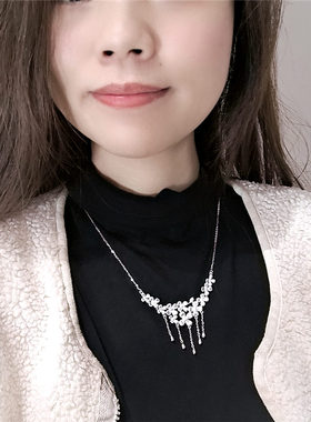 足银纯银水滴项链繁花似锦锁骨链