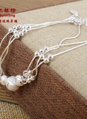 990纯银手链女手镯百搭银饰品