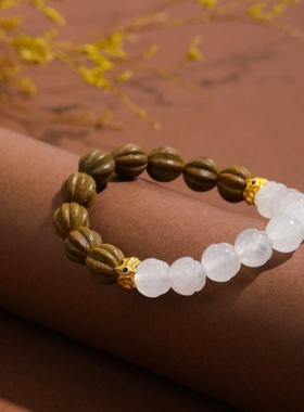 净心莲花香珠手链女生礼物温柔复古荔枝白玛瑙好运聚财龙年手串