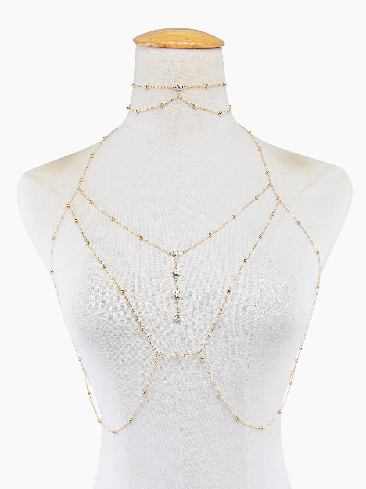 性感闪亮bling镶钻挂脖吊带项链 丹维拉项链