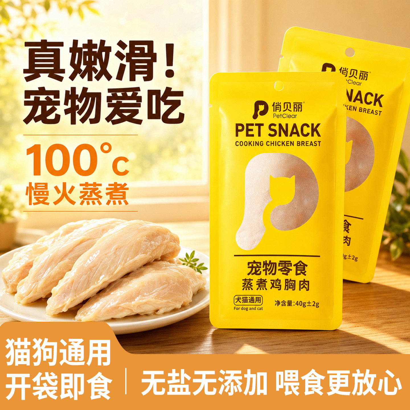 Steamed chicken breast is loved by cats and dogs!