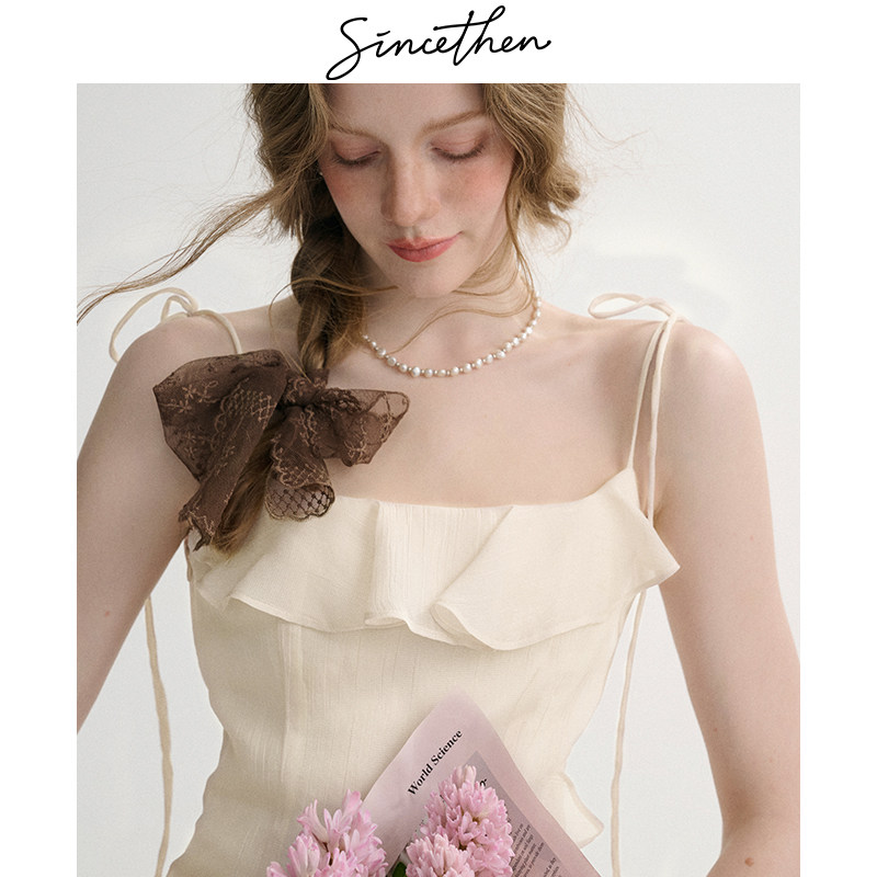 sincethen法式蓝色吊带裙不规则掐腰裙春装裙子白色连衣裙长裙女,淘宝优惠券,粉丝福利购,淘宝优惠卷