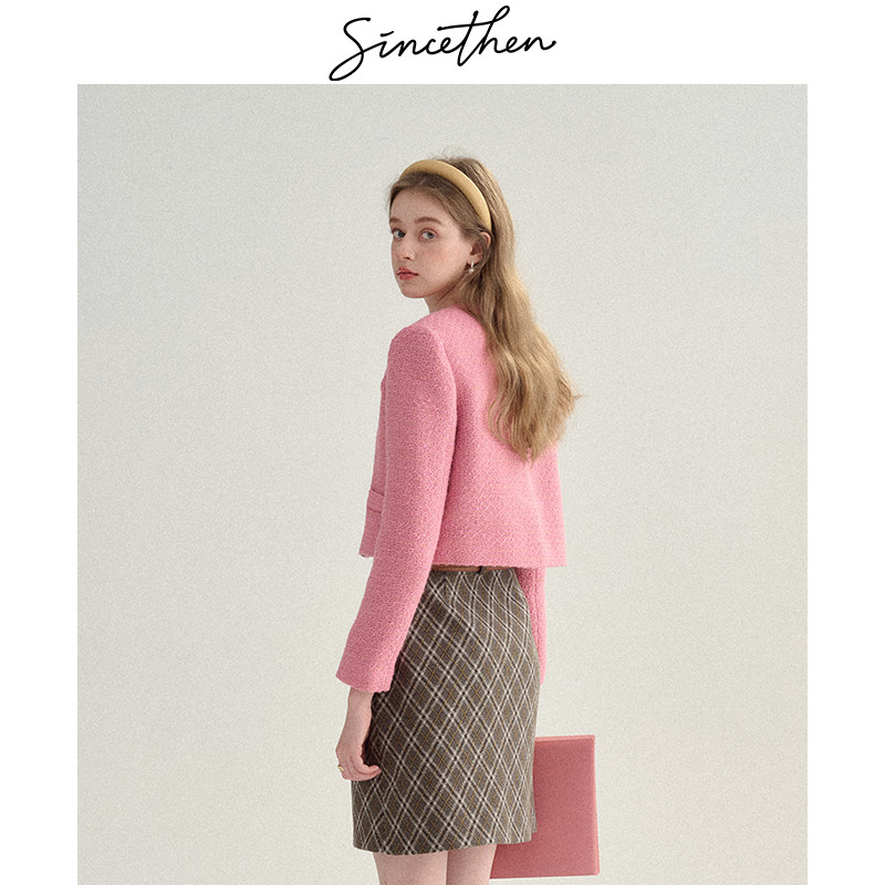 sincethen 法式小香风针织套装冬季粉色千金上衣外套两件套女秋冬,淘宝优惠券,粉丝福利购,淘宝优惠卷
