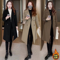 Glint Thickened Windsuit Woman Style Mid-Suit Collar Jacket 2023 Winter Dress New Temperament Over Kneecap Warm Coat