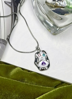 韩国小众彩色宝石y2k辣妹项链