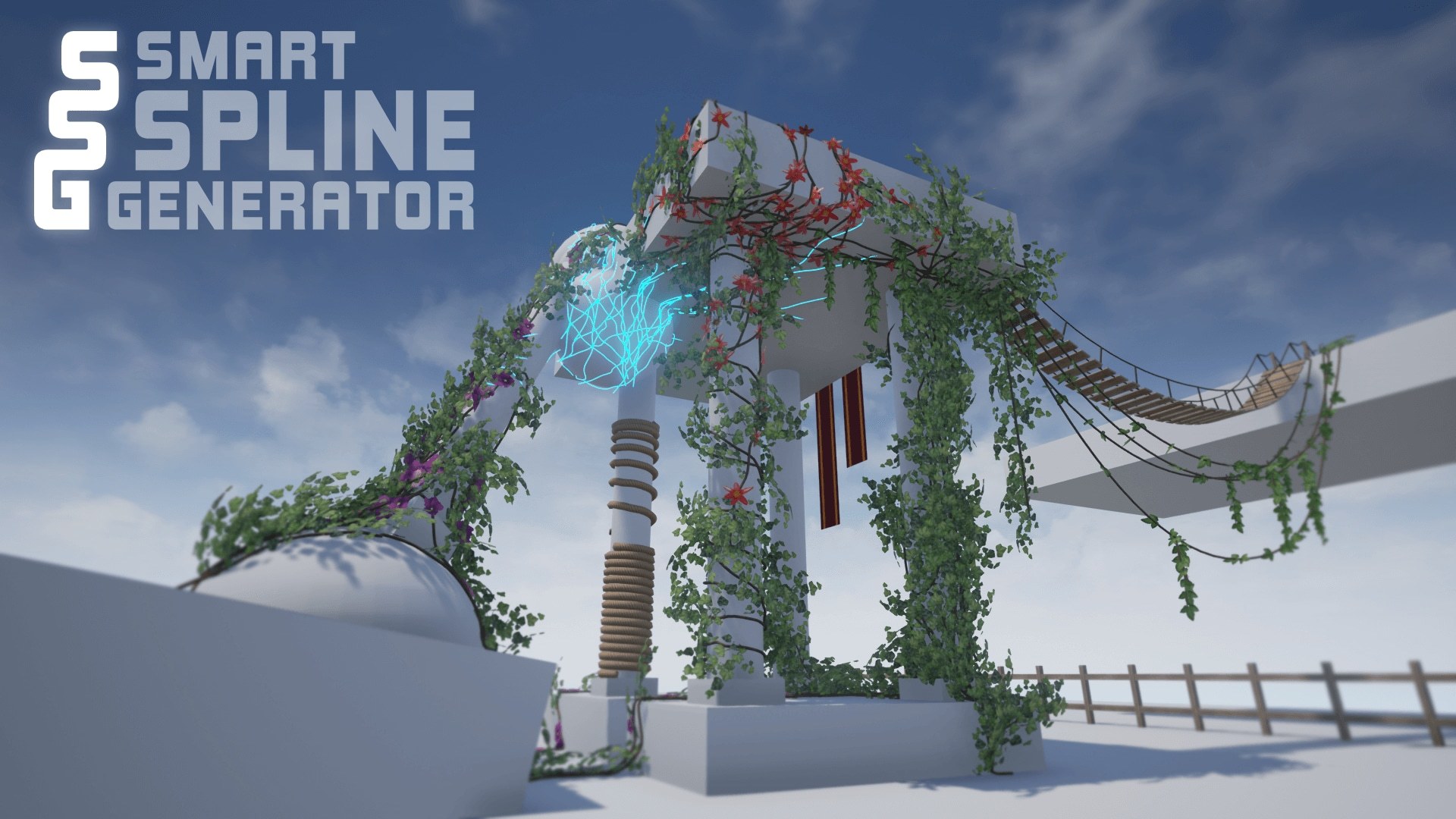 Smart Spline Generator智能样条生成器UE4建筑学程序道具蓝图包 - 图0