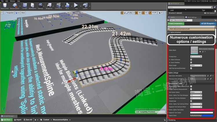 Measurement Spline测量样条曲线蓝图UE4网格铁路无缝生成系统 - 图0