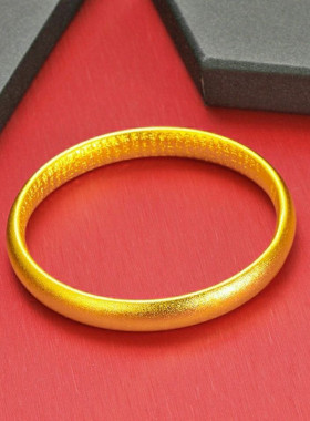 古法传承光面素圈手镯不掉色网红金色气质手环男女款百搭饰品