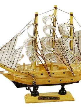 1 16CM实木帆船 地中海格调帆船 乔迁礼品 手工木制工艺品摆件