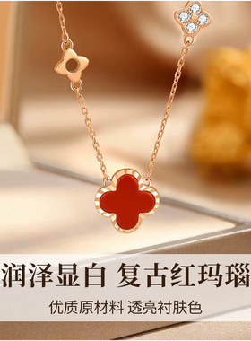 银十字链s999纯银四叶草项项链