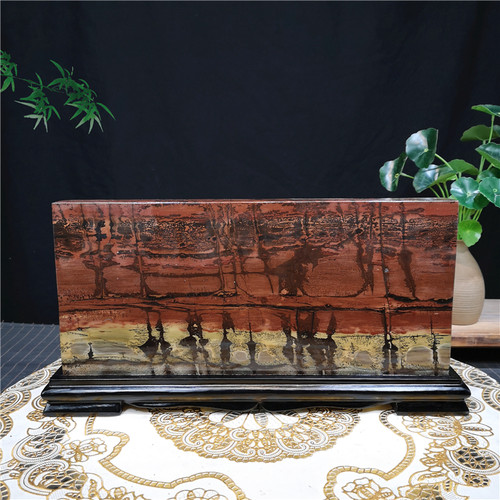 草花石屏风精品奇石摆件原石天然石头观赏水草石画收藏镇尺国画石 - 图0