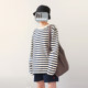 Unisex striped round neck ຝ້າຍແຂນຍາວບໍລິສຸດສໍາລັບຜູ້ຊາຍແລະແມ່ຍິງ 250g