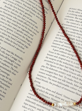 天然红玛瑙小银条精致项链