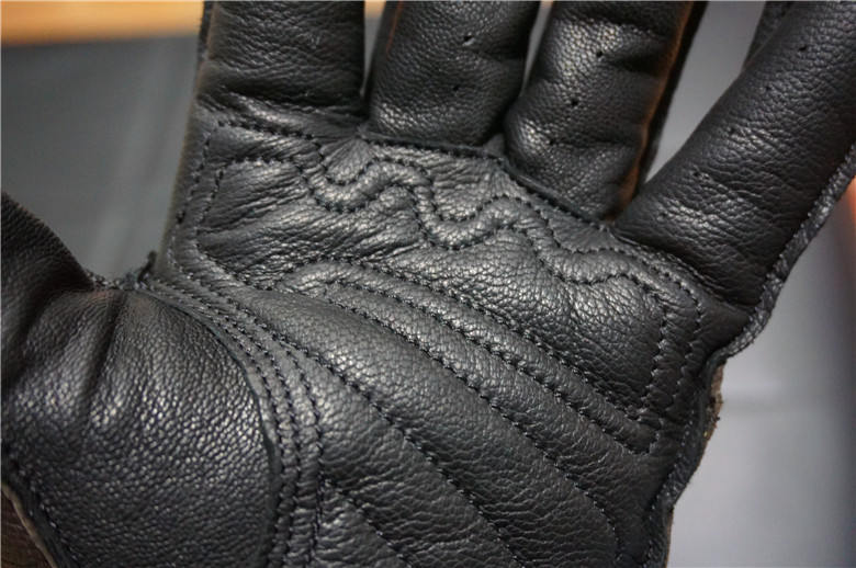 XIMA玺玛全指复古手套打孔透气哈雷印第安拿铁个性机车全皮触屏