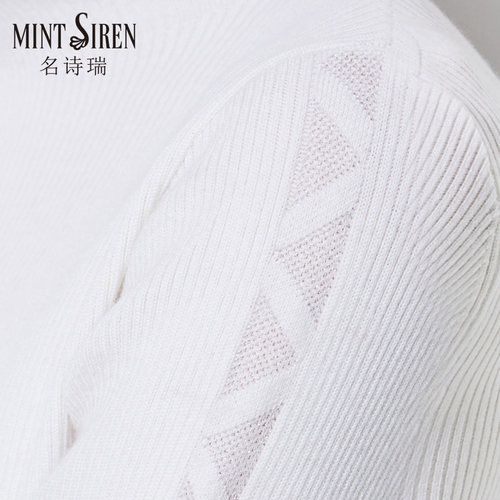 MintSiren高领打底羊毛衫女长袖套头翻领内搭修身螺纹毛衣冬 - 图2