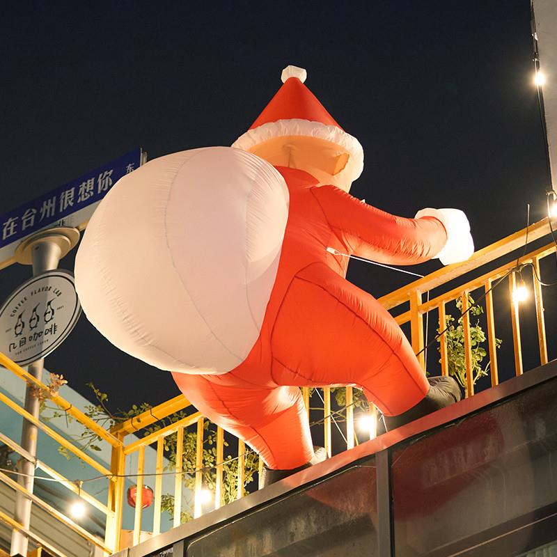 圣诞节装饰品卡通圣诞老人爬楼充气气模店铺门店主题场景布置道具-图0