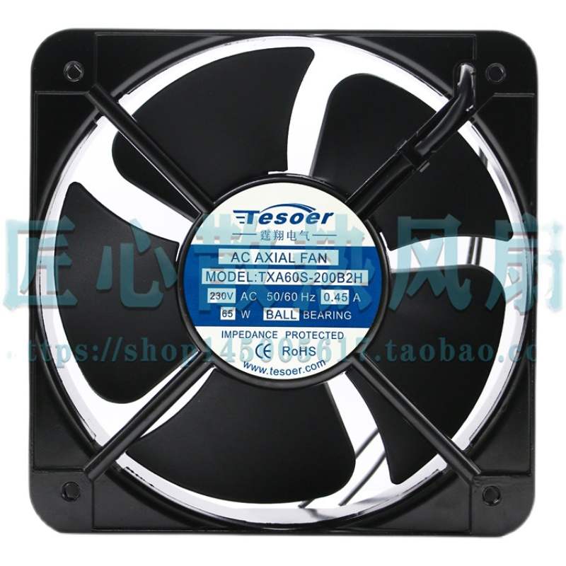 TXA60S-200B2H AC 230V 0.45A 65W 200x200x60mm机柜风扇 - 图1