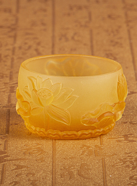 室内浮雕莲花供水杯古法琉璃供杯供奉净水杯