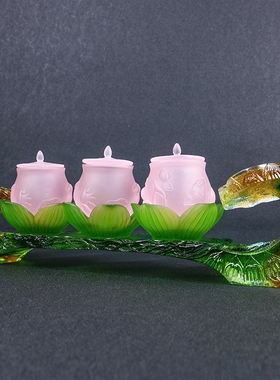 如意琥珀色古法琉璃佛具用品