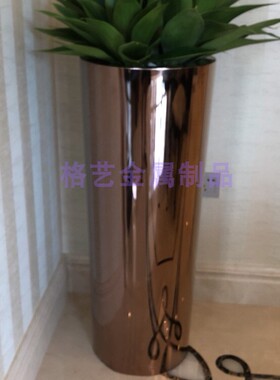 酒店花器广场厂家订制电镀玫瑰金