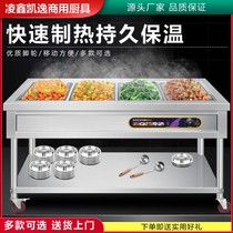 Fast food insulation Taiwan business with stainless steel insulated soup pool canteen with vegetable hot vegetable Dining Desk Insulated Dining Car With Wheels