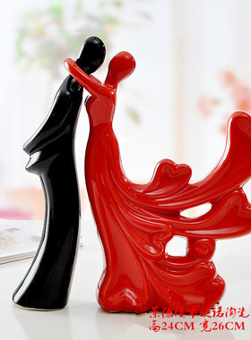 现代装饰品摆设抽象对吻鱼结婚