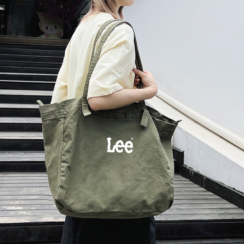Lee男女士手提单肩斜挎包帆布大容量复古收纳托特包包学生书包NY - 图0